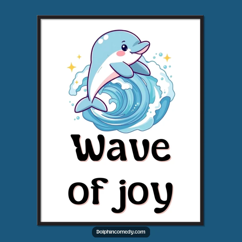 Funny Joyful Dolphin Digital Art - Leaping Sparkling Wave Print
