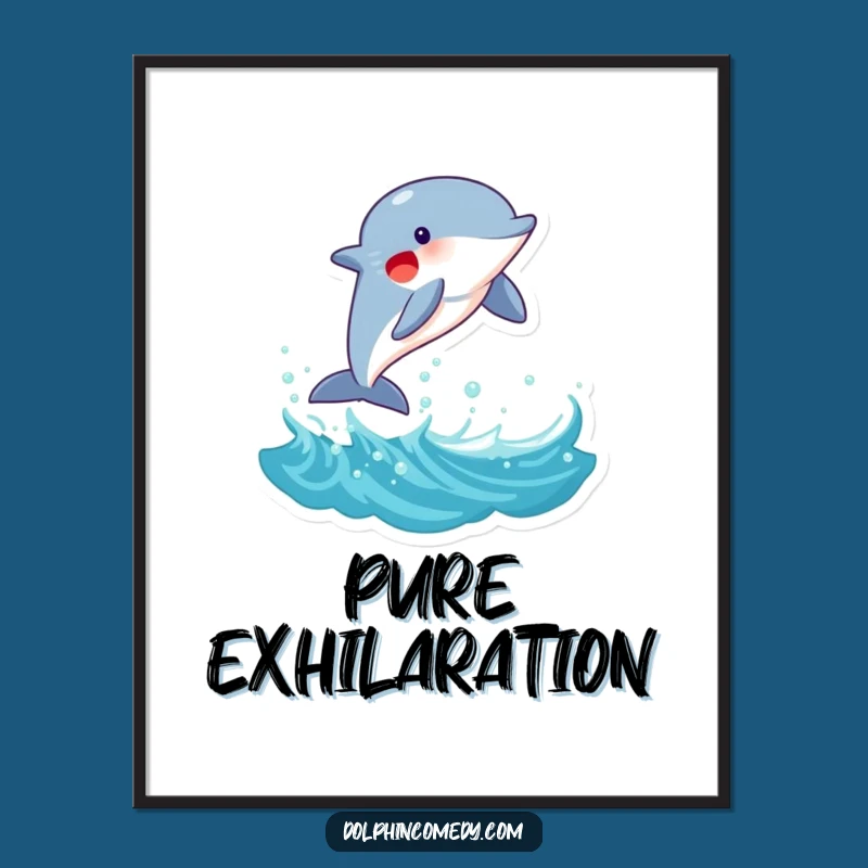 Funny Joyful Dolphin Wave Digital Print: Playful Marine Mammal Art for Instant Hilarious Decor!