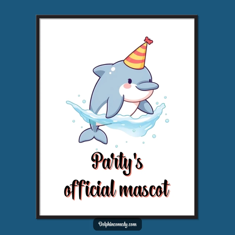 Funny Party Dolphin Digital Print - Instant Download of Festive Dolphin Art, Decor Gift