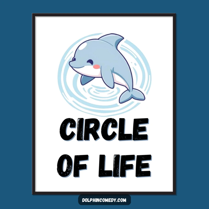 Funny Playful Dolphin Digital Art - Swimming Circles Print