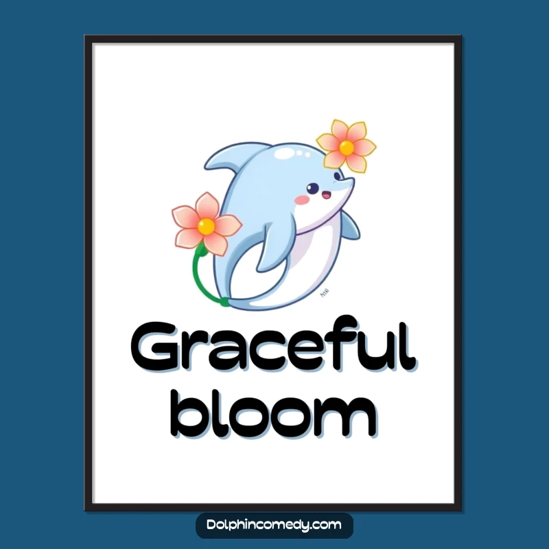Dolphin Flower Digital Art: Graceful Ocean Scene for Instant Decor