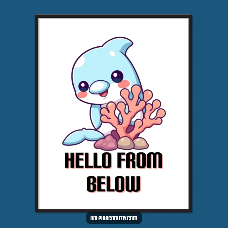 Funny Dolphin Digital Art: Curious Ocean Peek Print, Instant Funny Gift Download