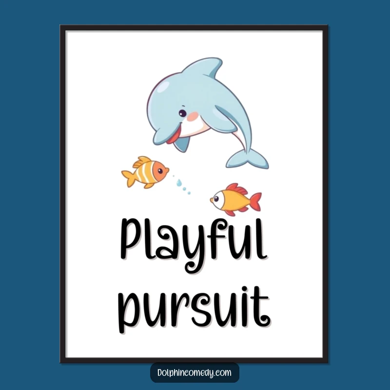 Funny Dolphin Digital Art: Playful Chase Scene for Instant Decor