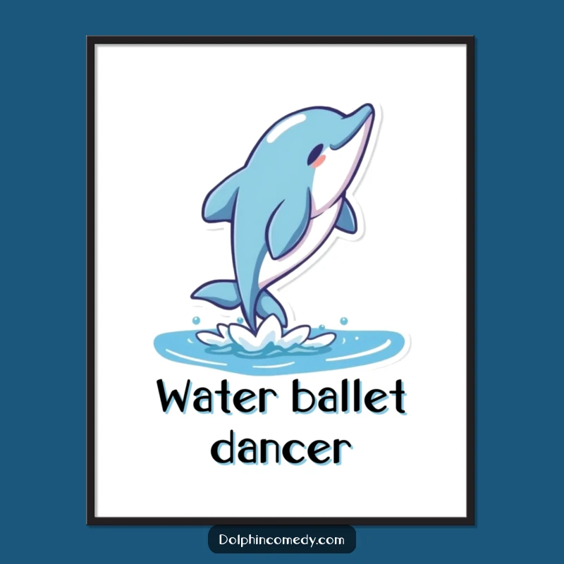 Funny Dolphin Flip Action Digital Art Print, Stylized Decor, Perfect Funny Gift