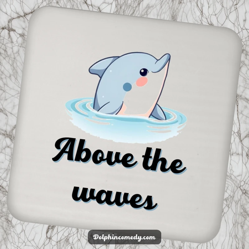 Funny Dolphin Drink Coasters: A curious dolphin peeks from the water, adding nautical flair to your table, a practical and funny gift.