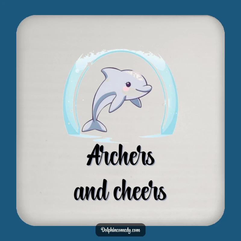 Funny Dolphin Archway Coaster Set: Protect Surfaces with Marine Motivation