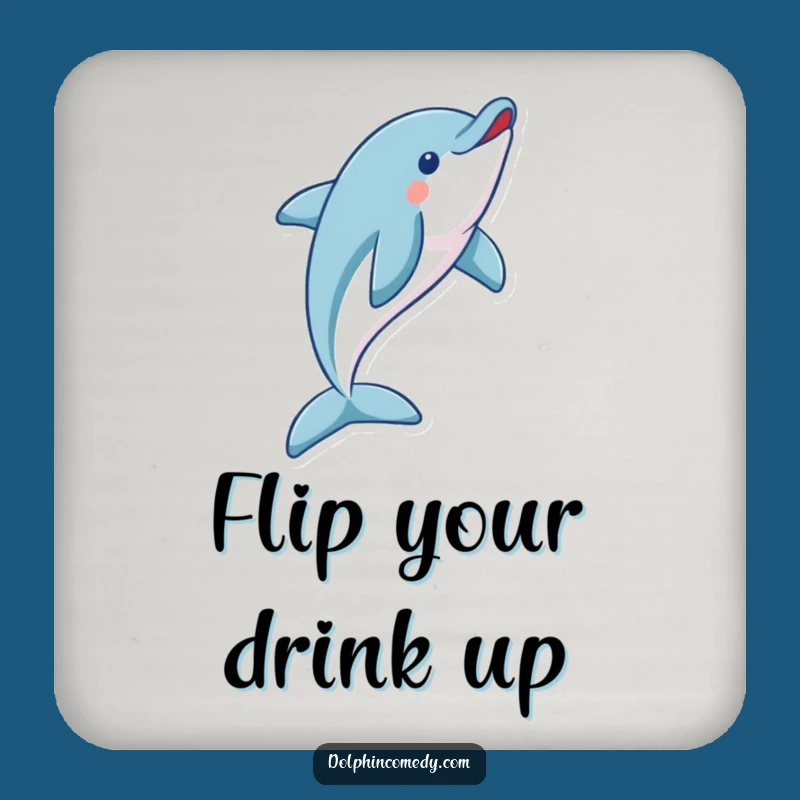 Funny Dolphin Flip Drink Coaster - Protect Surfaces with Style
