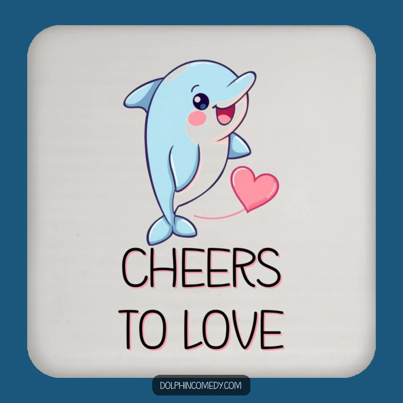 Funny Dolphin Heart Coasters: Protect Surfaces with Love, a Cute Funny Gift
