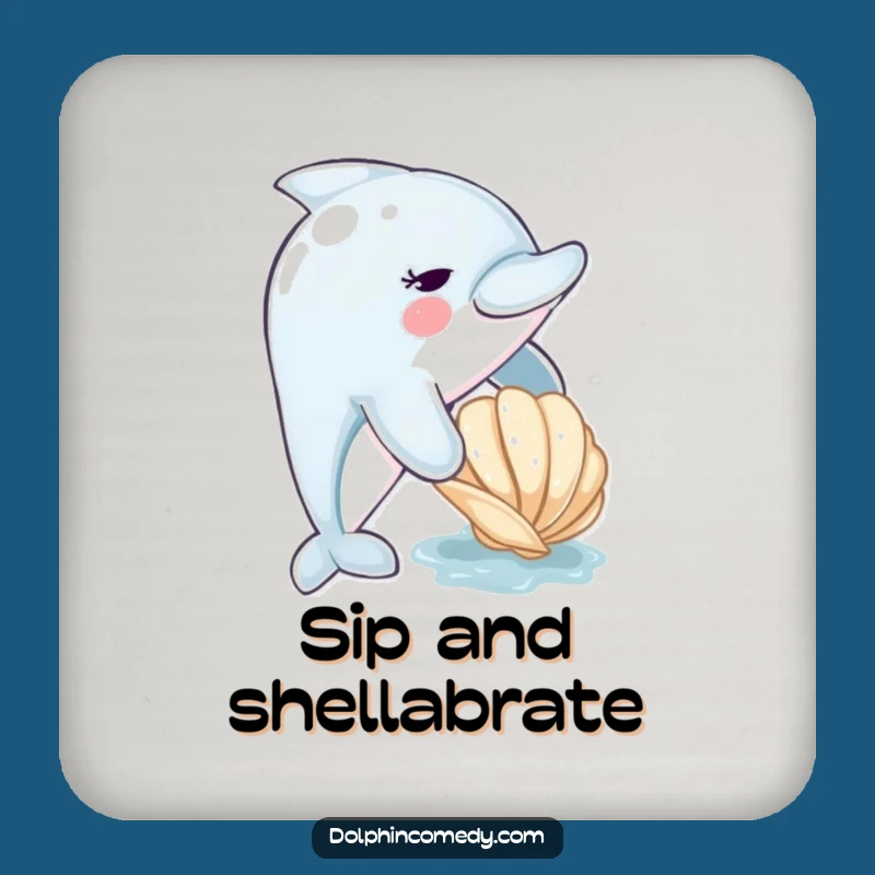 Funny Dolphin Seashell Drink Coaster - Protect Furniture Humorously