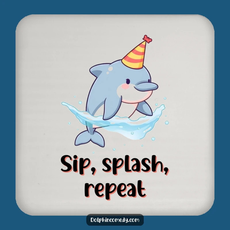 Funny Party Dolphin Coasters - Set of Festive Dolphin Art, Protect Surfaces Gift