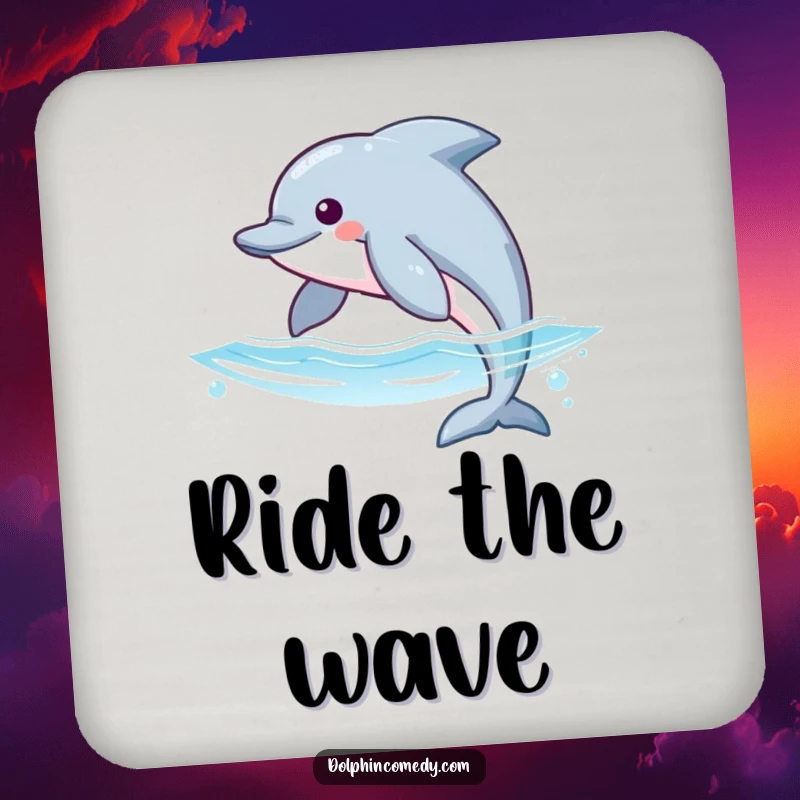 Funny drink coasters showcasing dolphins with streamlined fins gliding through water, providing stylish and humorous surface protection.