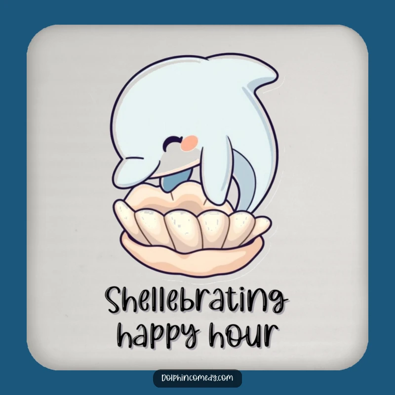 Funny Dolphin Seashell Coaster Set: Protect Surfaces with Marine Humor