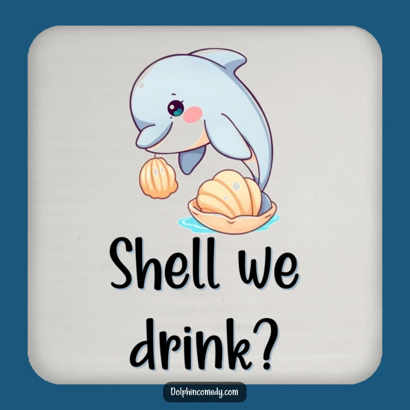 Funny Curious Dolphin Seashell Coasters - Humorous Beverage Protection Set