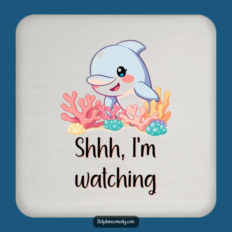 Funny Curious Dolphin Reef Coasters (Set of 4): Protect Surfaces with Playful Charm