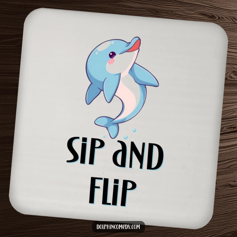 Funny Dolphin Coasters: Eager dolphins performing somersaults, adding a touch of humor and protection to your drinkware.