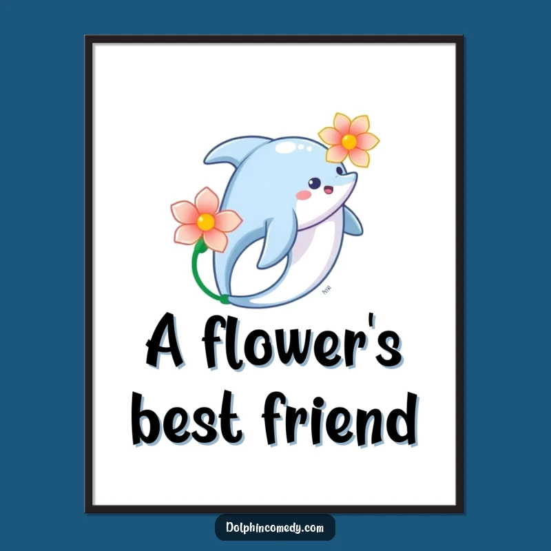 Dolphin Flower Poster: Graceful Ocean Art for Your Walls, Funny Gift