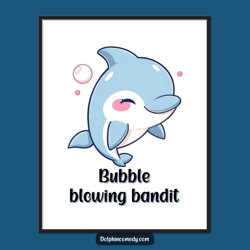 Funny Winking Dolphin Poster: Mischievous Bubble Art for Your Walls