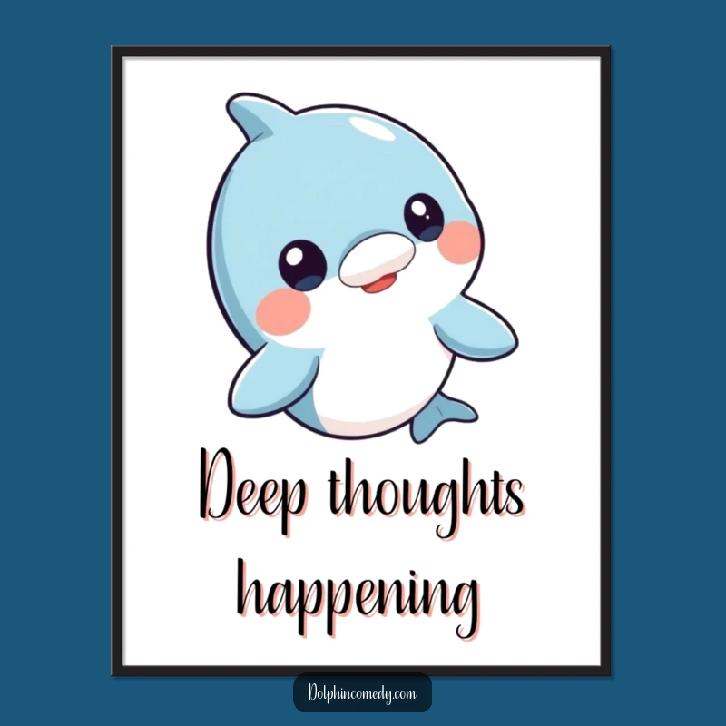 Funny Dolphin Bobbing Head Poster - Whimsical Ocean Wall Art