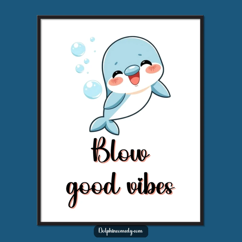 Funny Dolphin Bubble Art Poster - Instant Cheerful Wall Decor