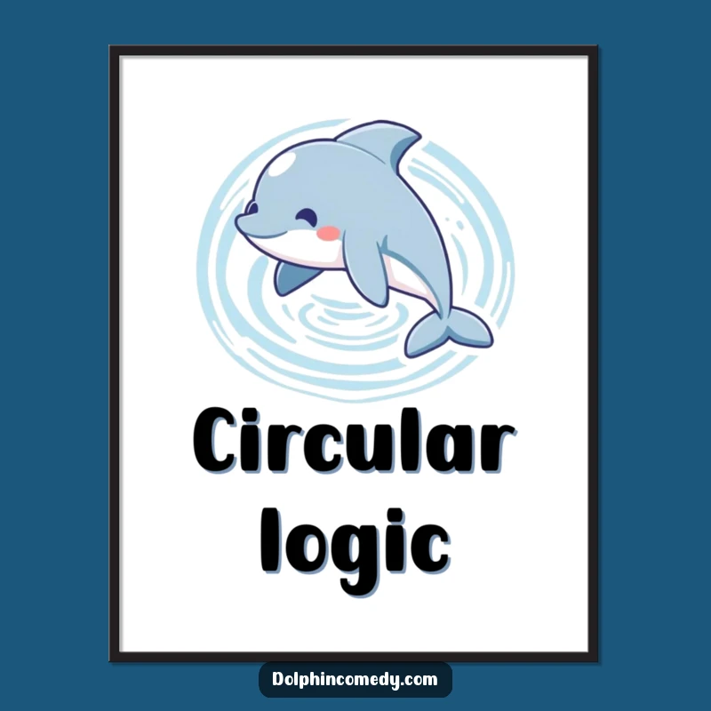 Funny Playful Dolphin Poster - Swimming Circles Art Print