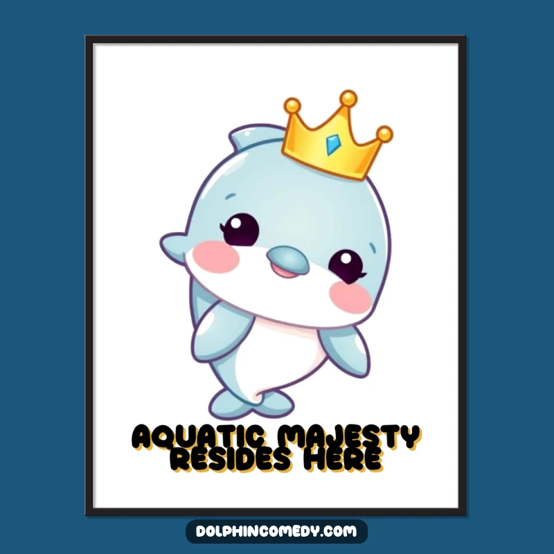 Funny Royal Dolphin Poster - Majestic Wall Art Funny Gift