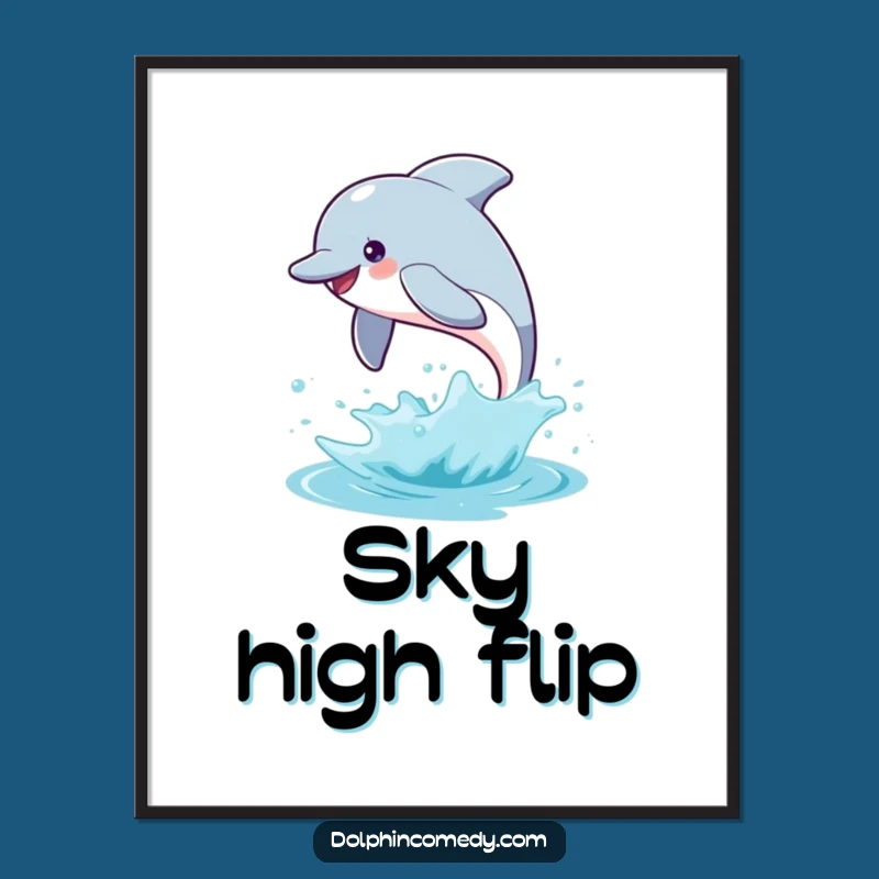 Joyful Funny Dolphin Leaping Poster a Gift for Ocean Lovers