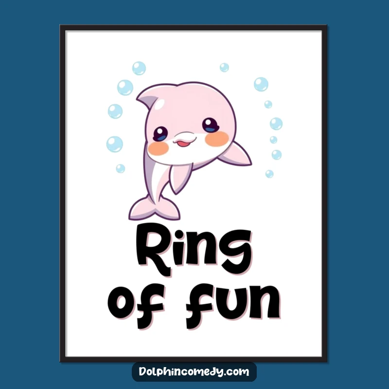 Funny Dolphin Bubble Ring Poster: Bring Playful Art to Your Walls