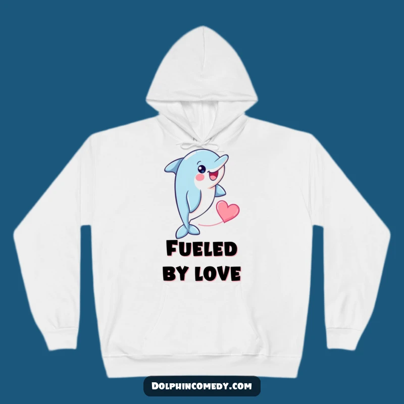 Cozy Funny Dolphin Heart Hoodie: Warm Hugs and Love, a Perfect Funny Gift