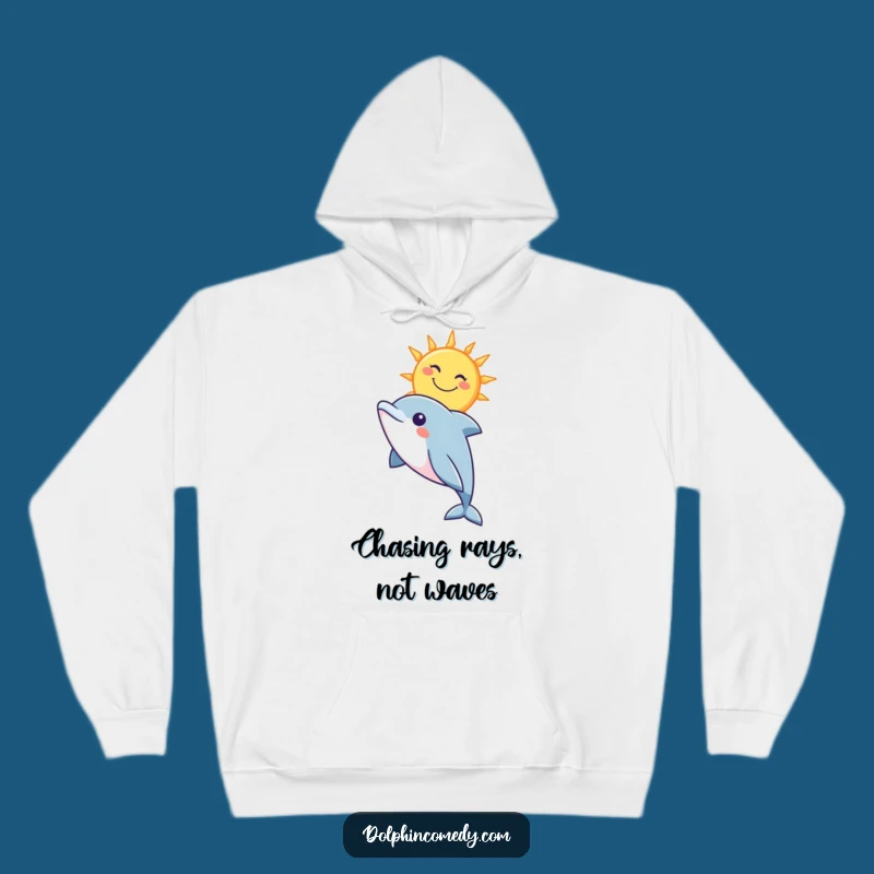 Cozy Funny Dolphin & Sun Hoodie: Warm & Humorous Ocean Apparel