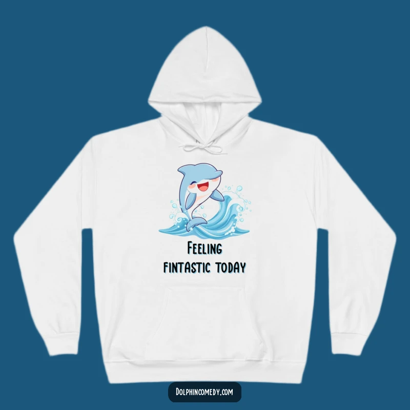 Funny Joyful Dolphin Wave Hoodie - Cozy Humorous Gift for Marine Enthusiasts