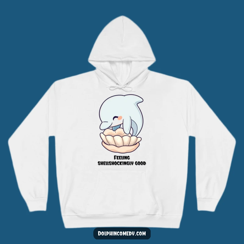 Funny Dolphin Seashell Hug Hoodie: Cozy and Comedic Marine Mammal Comfort