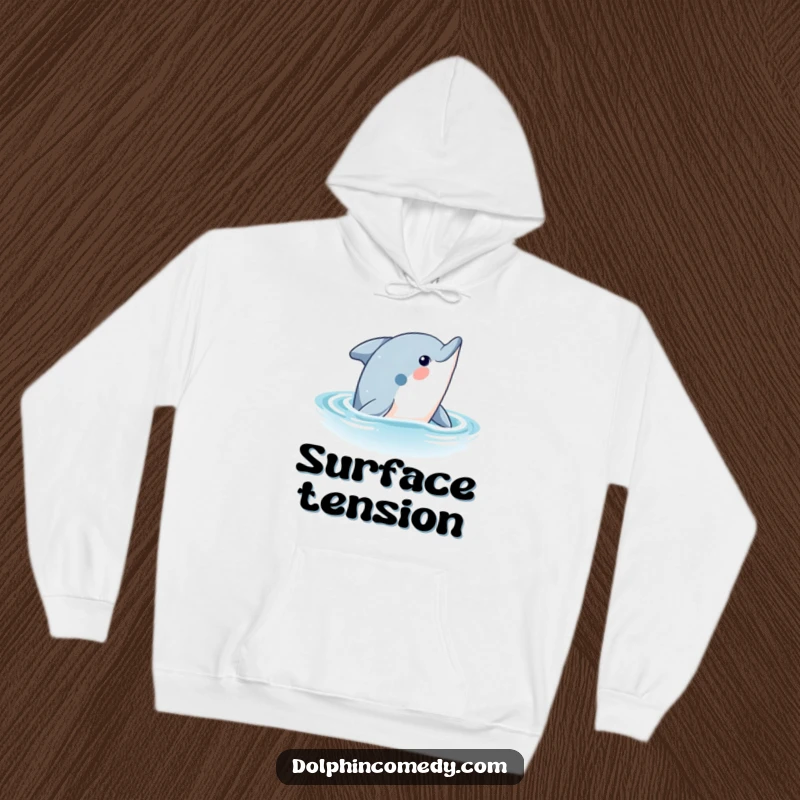 Funny Dolphin Hoodie: A curious dolphin playfully peeks its head above the ocean surface, a warm and funny gift for sea enthusiasts.
