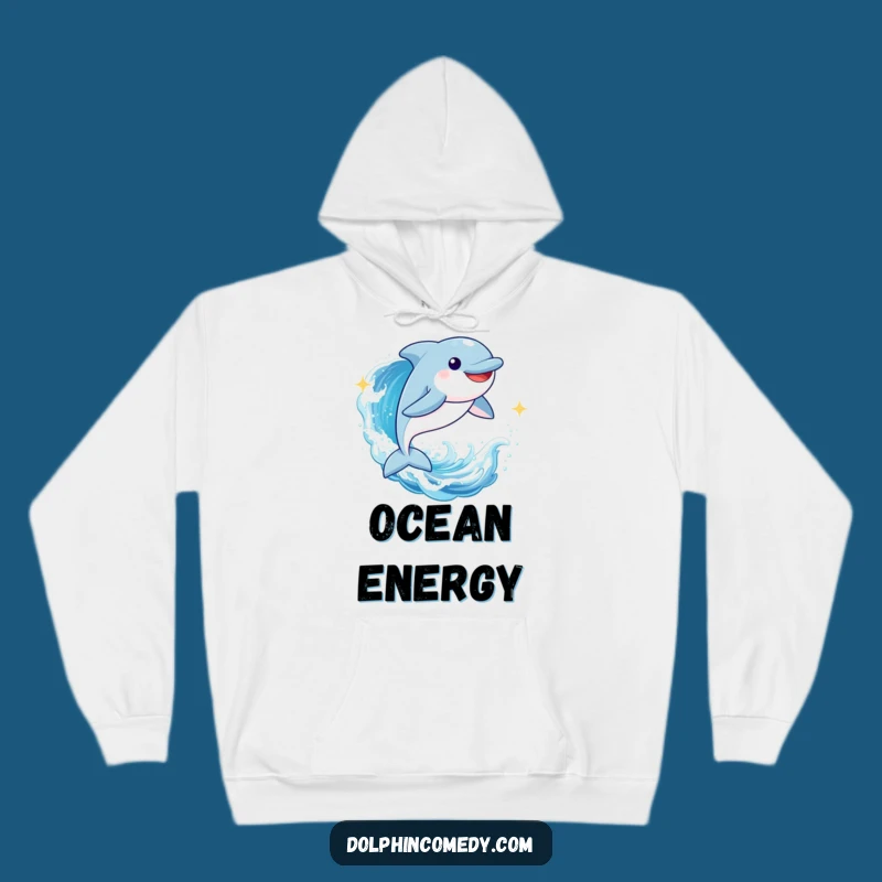 Funny Dolphin Ocean Hoodie: Joyful Character's Wave Ride, Cozy Funny Gift