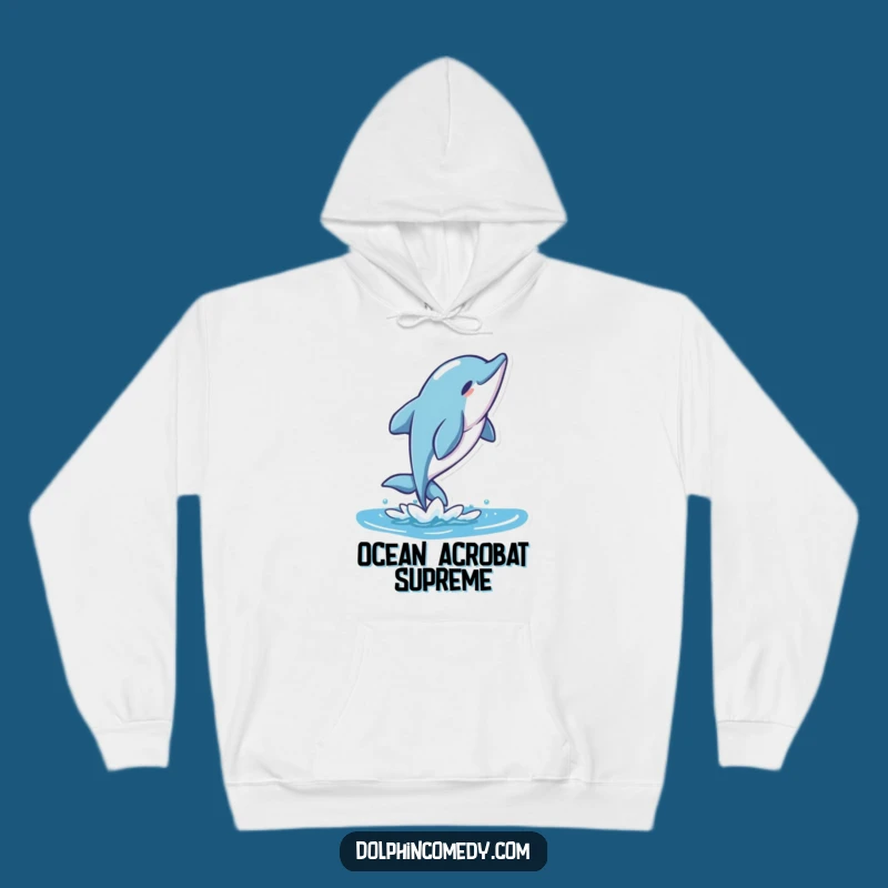 Funny Dolphin Splash Hoodie, Stylized Character Apparel, Perfect Funny Gift