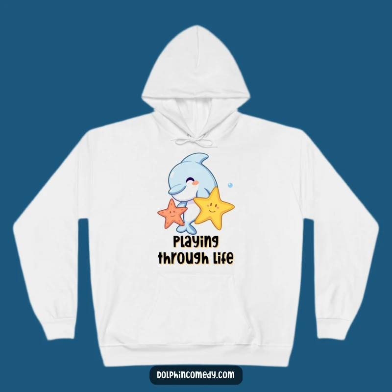Funny Dolphin Starfish Hoodie - Cozy Ocean Pal Sweatshirt