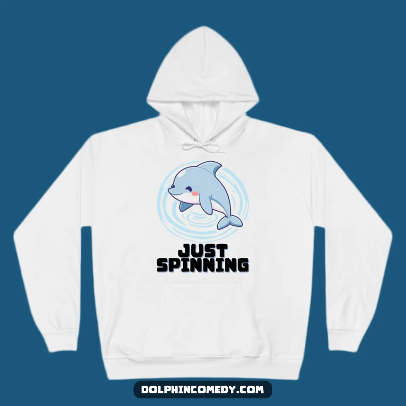 Funny Playful Dolphin Hoodie - Cozy Swimming Circles Sweatshirt