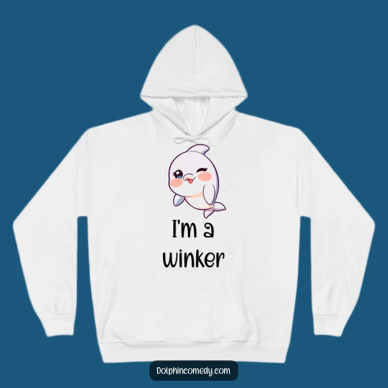 Funny Winking Dolphin Hoodie - Cozy Rosy Cheeks Sweatshirt, Great Gift