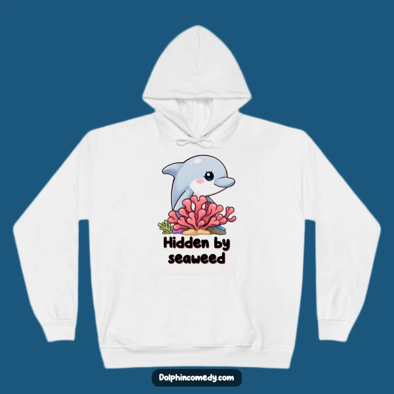 Cozy Dolphin Peek Hoodie - Funny Curious Dolphin Design, Warm Fleece Ocean Gift