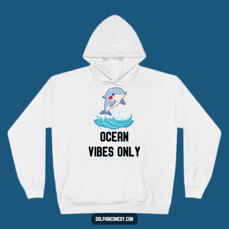 Funny Joyful Dolphin Wave Hoodie: Playful Marine Mammal Sweatshirt for a Hilarious Gift!