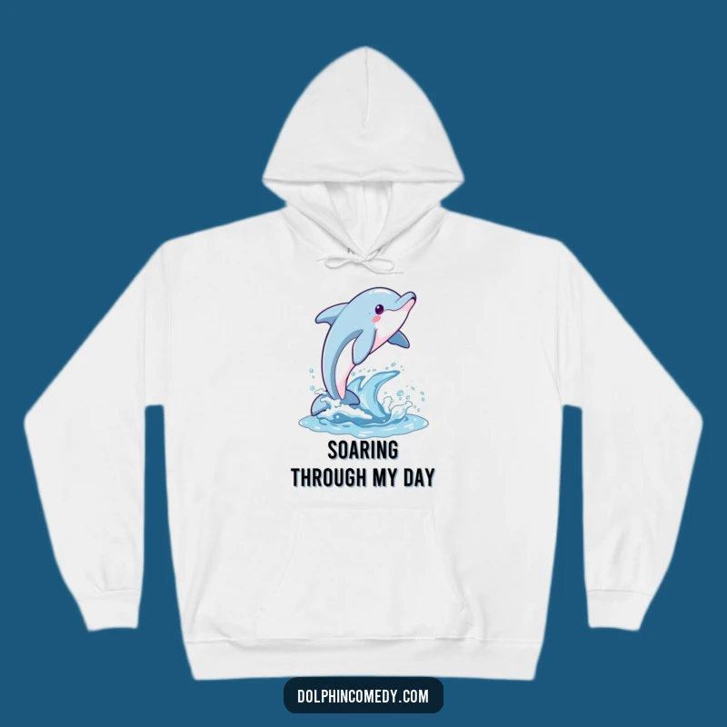 Funny Joyful Dolphin Hoodie - Cozy Celebration Funny Gift