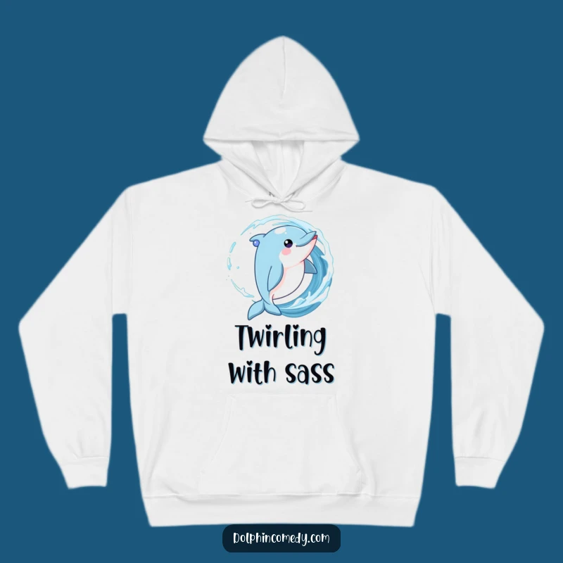 Funny Playful Dolphin Hoodie - Cozy & Comical Sweatshirt for Water Enthusiasts