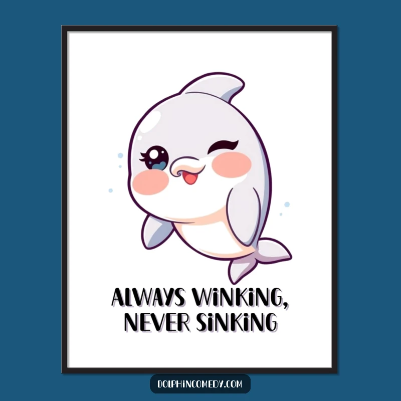Free Printable Wall Art: Winking Dolphin Charm, Playful Downloadable Decor