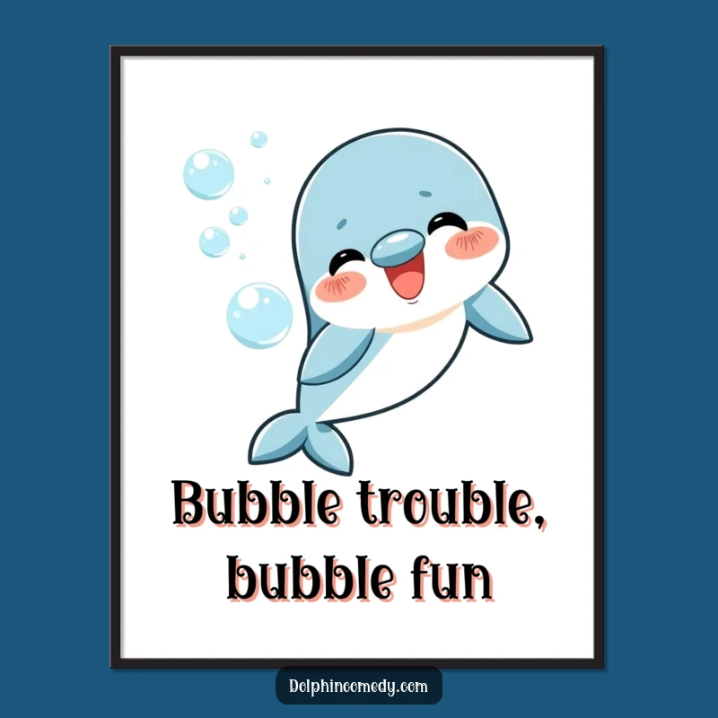 Whimsical Free Printable Wall Art: Dolphin Blowing Bubbles, Downloadable Decor