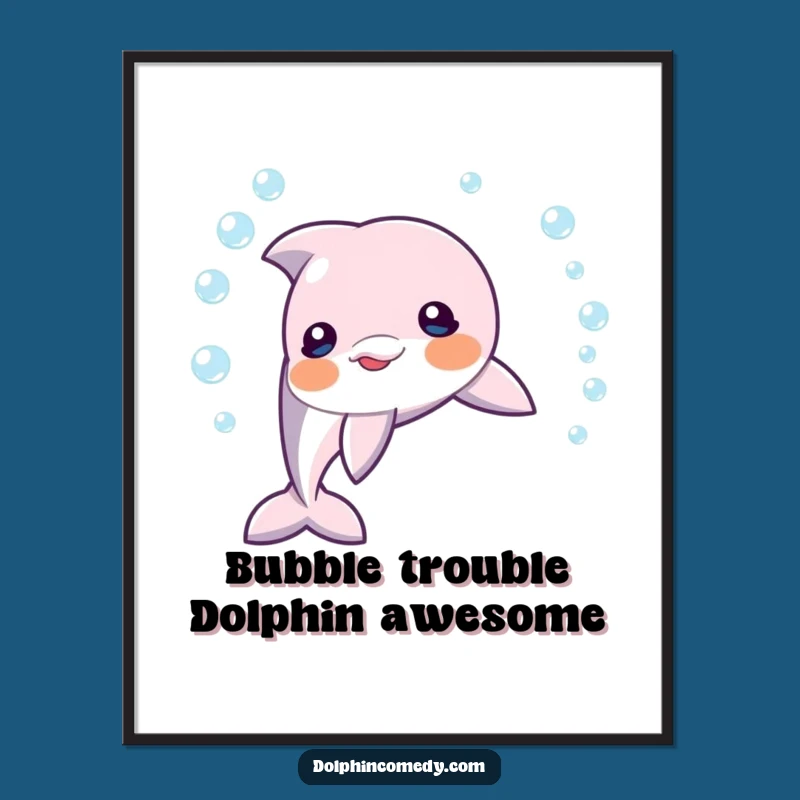 Free Printable Wall Art: Dolphin Bubble Ring Art, Funny Downloadable Decor
