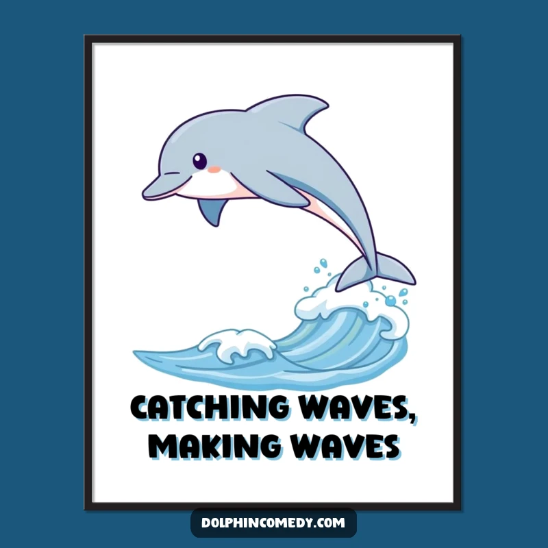 Funny Free Printable Wall Art: Leaping Dolphin Wave Rider Downloadable Decor