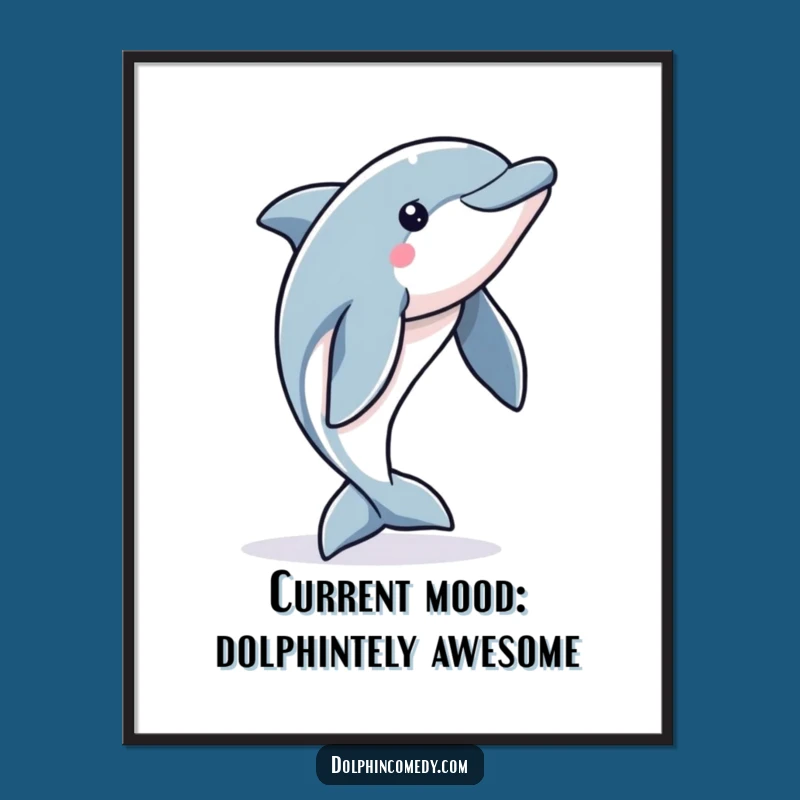 Funny Free Printable Wall Art: Alert Dolphin Jumping, Downloadable Decor for Ocean Lovers