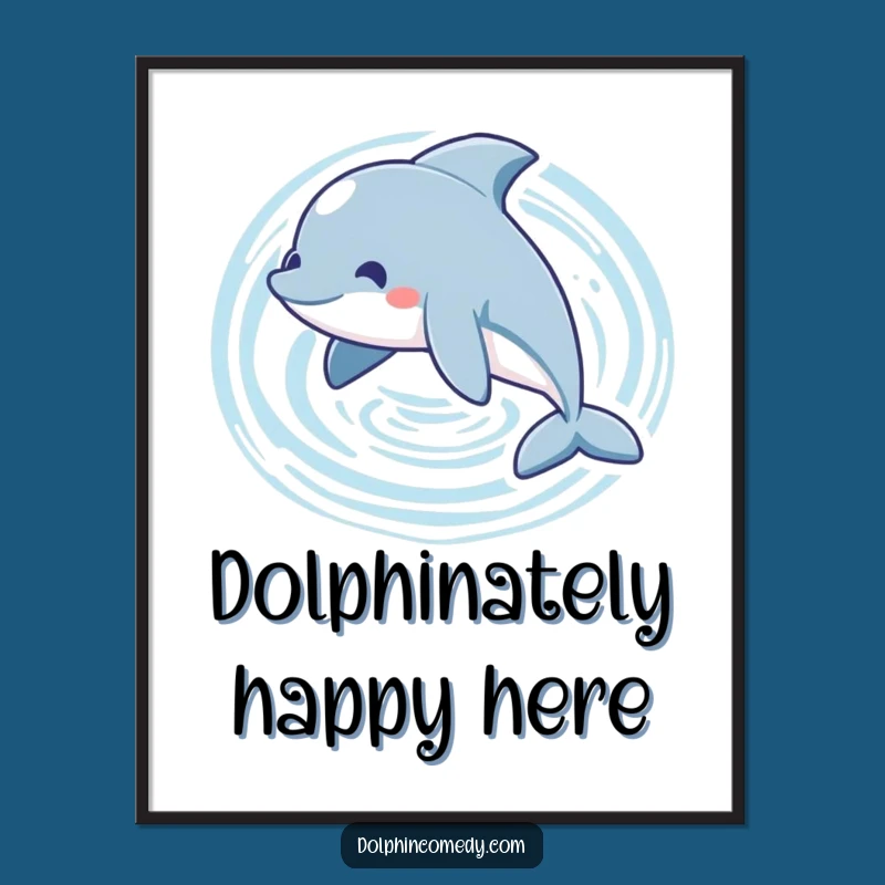 Free Printable Dolphin Wall Art: Playful Circle Dolphin Ripples Decor