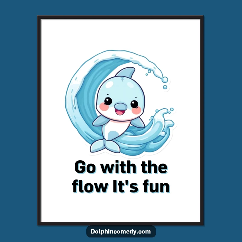 Free Printable Dolphin Wall Art - Funny Ocean Decor, Downloadable Playful Wave Art