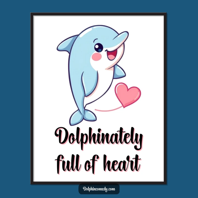 Free Printable Wall Art: Funny Dolphin Heart Art, Downloadable & Print at Home for Sweet Decor
