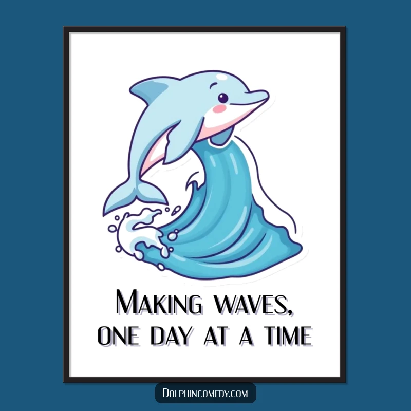 Free Printable Wall Art: Funny Dolphin Wave Art, Downloadable & Print at Home for Whimsical Decor